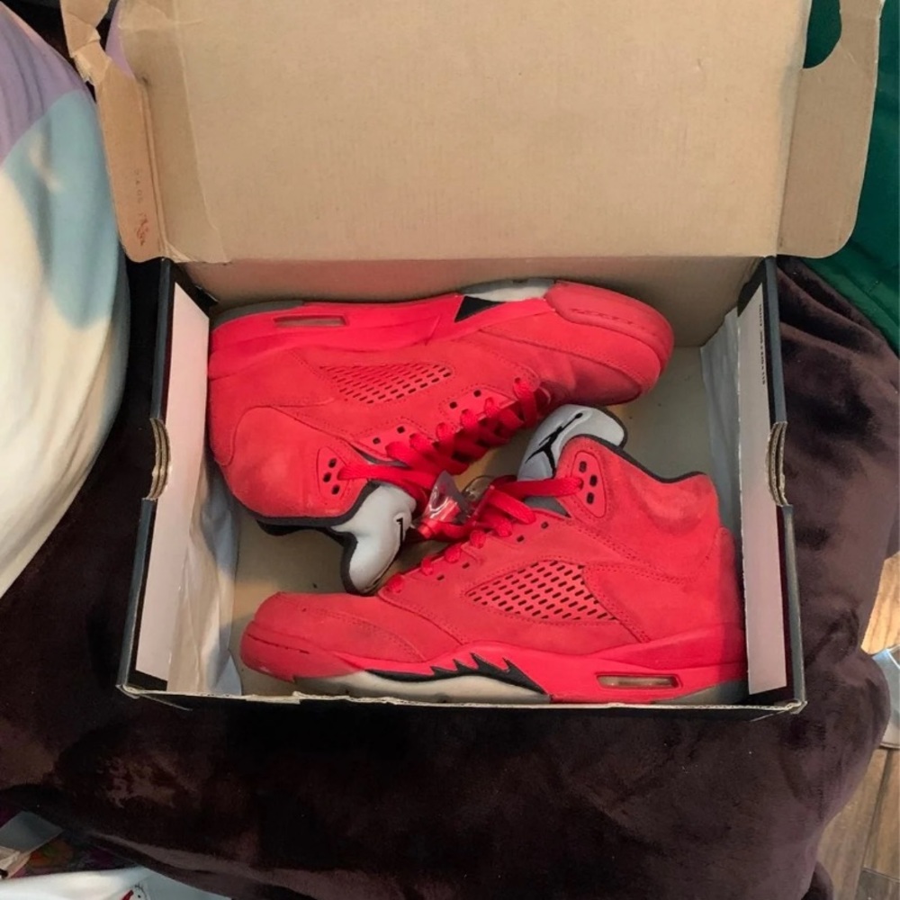 Jordan 5 red suede